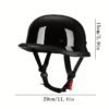Open Face Motorcycle Helmet, Retro Half Helmet, Suitable for Both Men And Women, Stylish German Vintage Wave Helmet, Perfect for All Seasons - 108 Glossy Black
